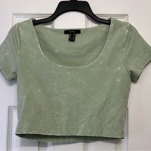 Forever 21 Light Sage Green Scoop Neck Crop Top